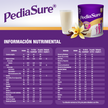 Pediasure Alimentacion Especializada en Polvo para niños de 1 a 10 Años - Vainilla - 900g