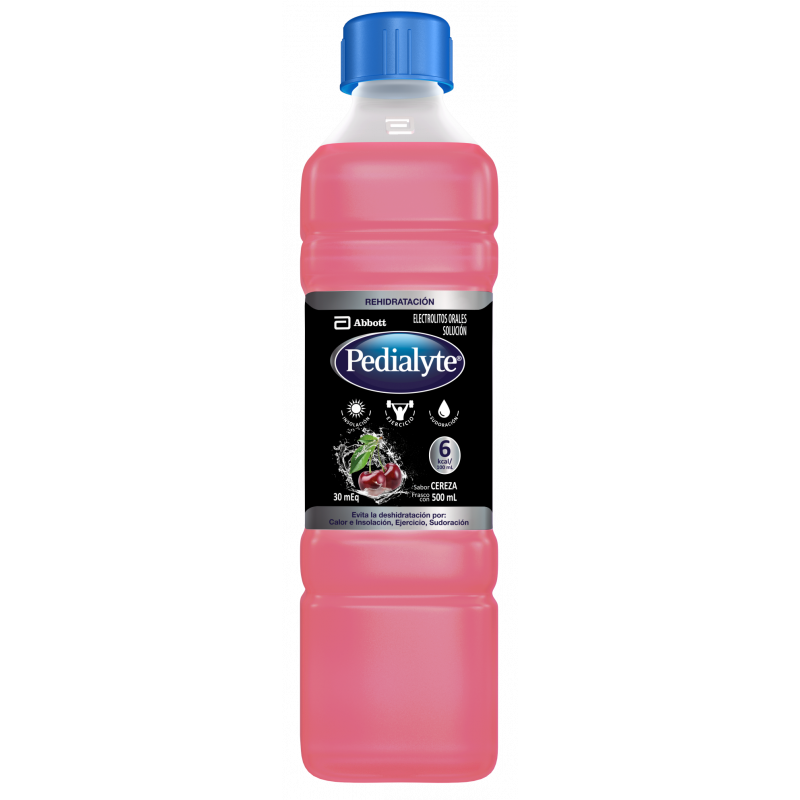 Pedialyte - 30 mEq Solucion Oral para Deshidratacion por Calor e Insolacion - Cereza - 500 mL - 12 piezas