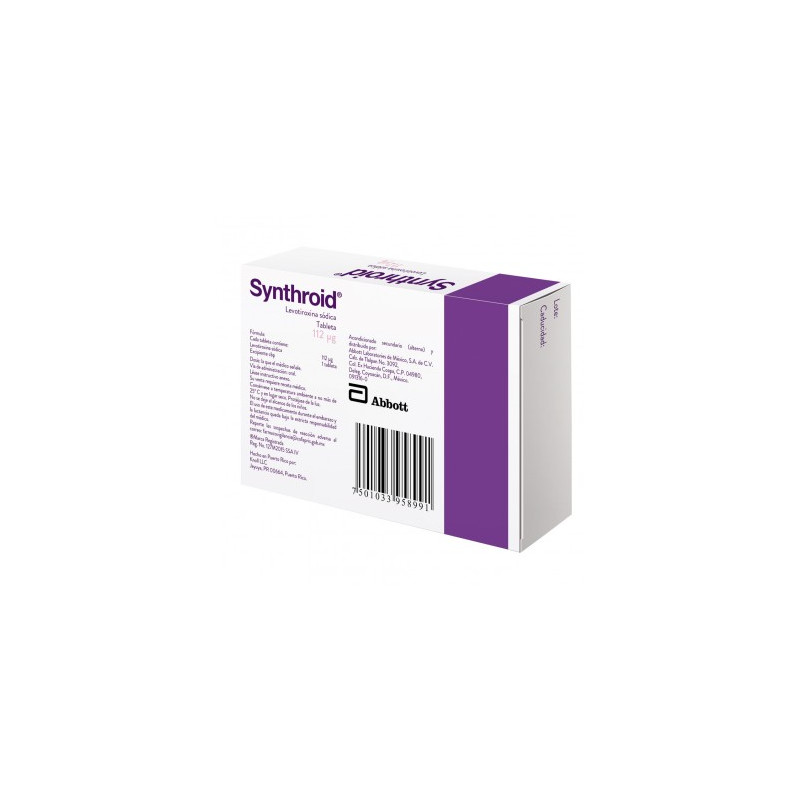 Synthroid 112 mcg Caja Con 30 Tabletas