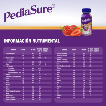 Pediasure Alimentacion Especializada para Niños de 1 a 10 Años - Fresa - 237 mL - 24 piezas