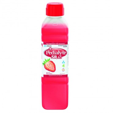 Pedialyte - 45  mEq Solucion Oral para Deshidratacion por Diarrea en Niños - Fresa - 500 mL - 12 piezas