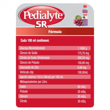 Pedialyte - 60 mEq Solucion Oral para Deshidratacion por Vomito y Diarrea - Uva - 500 mL - 12 piezas