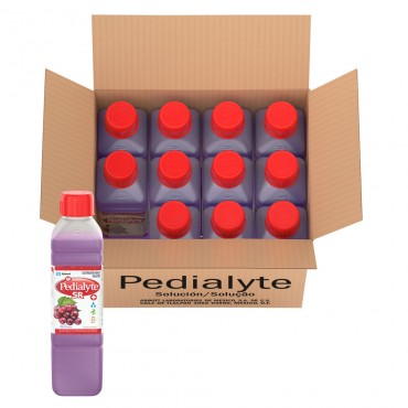 Pedialyte - 60 mEq Solucion Oral para Deshidratacion por Vomito y Diarrea - Uva - 500 mL - 12 piezas