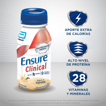 Ensure Clinical Alimentacion Especializada con Alta Cantidad de Calorias - Vainilla - 237 mL - 24 piezas