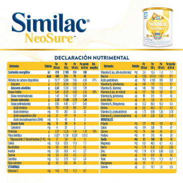 Similac Neosure - Formula Infantil Para Bebes Prematuros y/o con Bajo Peso - 0 a 12 Meses - 370g