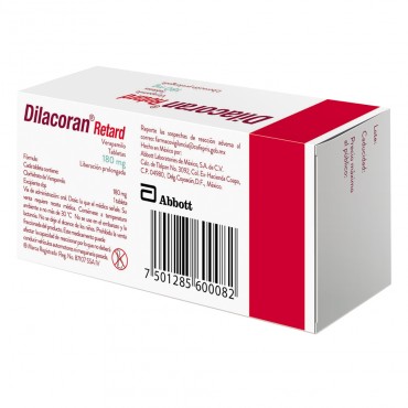 Dilacoran Retard 180 mg Caja Con 15 Tabletas