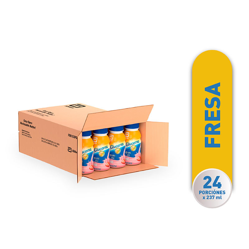 Glucerna Alimentacion Especializada Para el Tratamiento de Diabetes - Fresa - 237 mL - 24 piezas