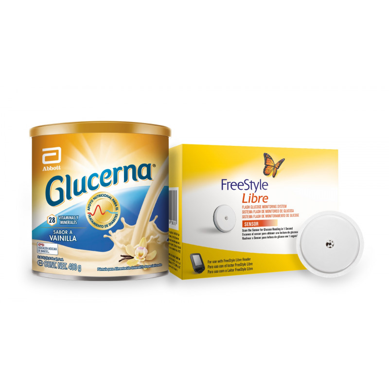 Dos latas de Glucerna 400g vainilla + Sensor de Freestyle Libre