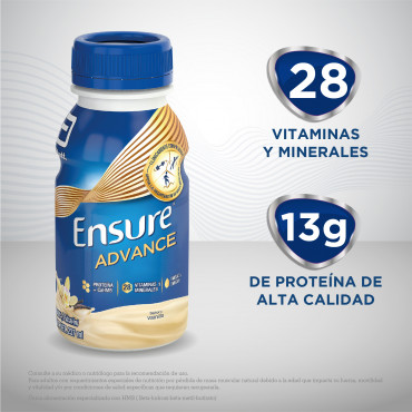 Ensure Advance Alimentacion Especializada Liquida unica con HMB - Vainilla - 237mL - 16 piezas