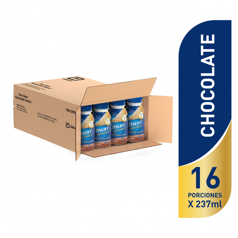 Ensure Advance Alimentacion Especializada Liquida Unica con HMB - Chocolate - 237 mL - 16 piezas
