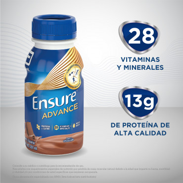 Ensure Advance Alimentacion Especializada Liquida Unica con HMB - Chocolate - 237 mL - 16 piezas