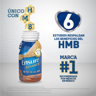 Ensure Advance Alimentacion Especializada Liquida Unica con HMB - Chocolate - 237 mL - 16 piezas