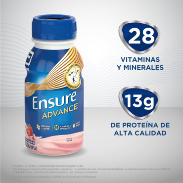 Ensure Advance Alimentacion Especializada Liquida Unica con HMB - Fresa - 237mL - 16 piezas