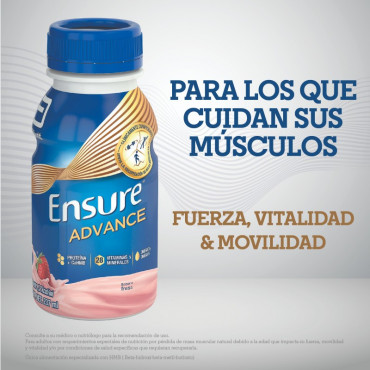 Ensure Advance Alimentacion Especializada Liquida Unica con HMB - Fresa - 237mL - 16 piezas