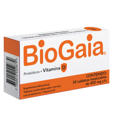 BIOGAIA® PROBIÓTICOS + VITAMINA D C/30 TABLETAS