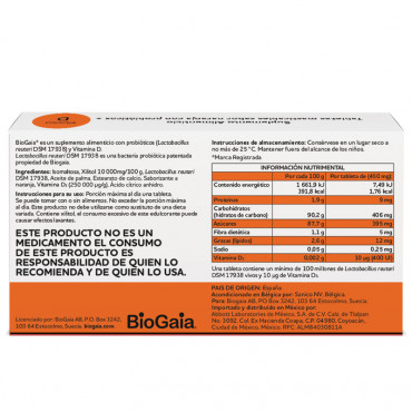 BIOGAIA® PROBIÓTICOS + VITAMINA D C/30 TABLETAS