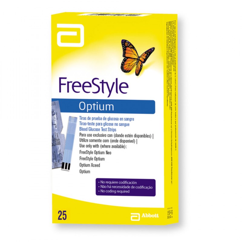 Freestyle Optium Tiras Reactivas Caja Con 25 Tiras