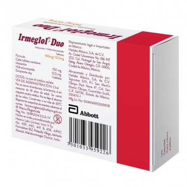 Irmeglol Duo 150 mg / 12.5 mg Caja Con 14 Tabletas