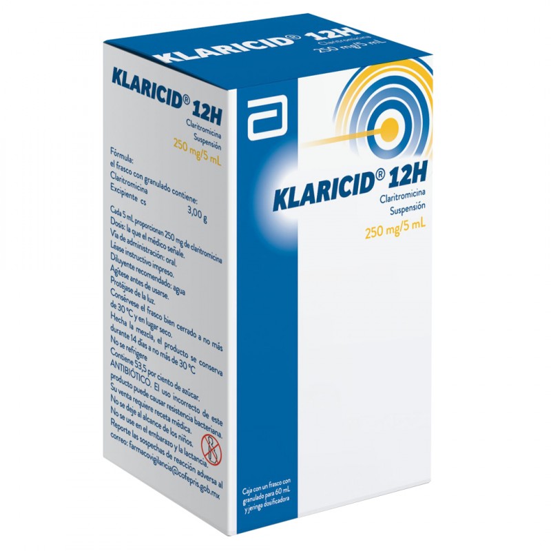 Klaricid 12 H Suspensión 250 mg Caja Con Frasco Con Granulo Para 60 mL - RX2