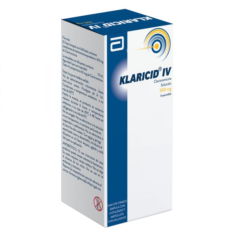 Klaricid I.V. 500 mg Caja Con Frasco Ámpula Con 30 mL -RX2