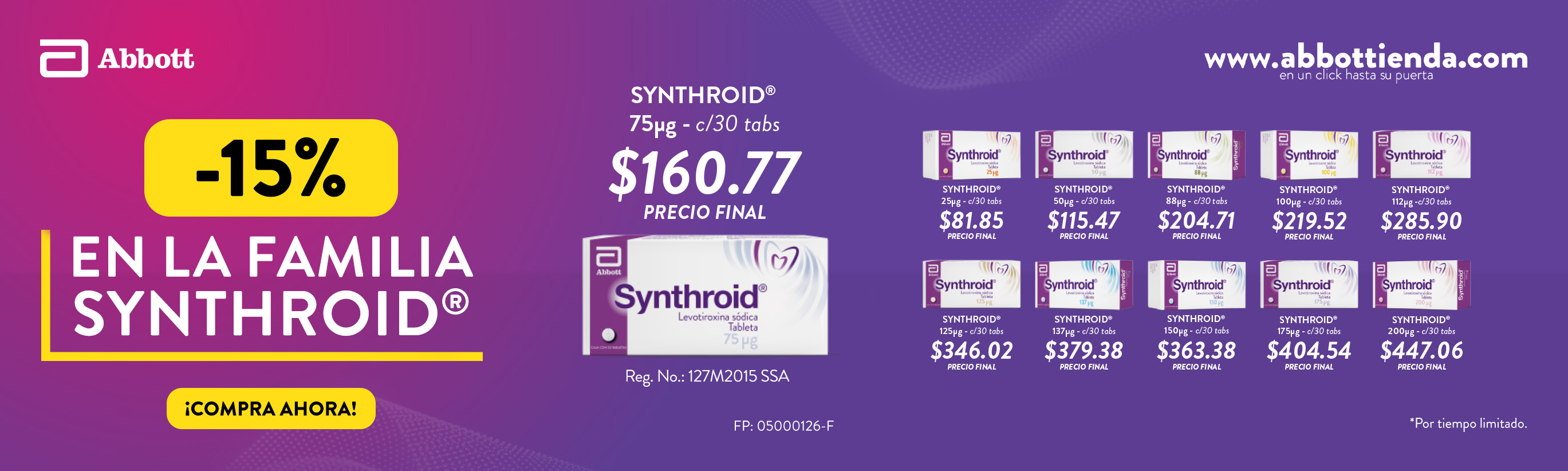 15% de descuento en familia SYNTHROID
