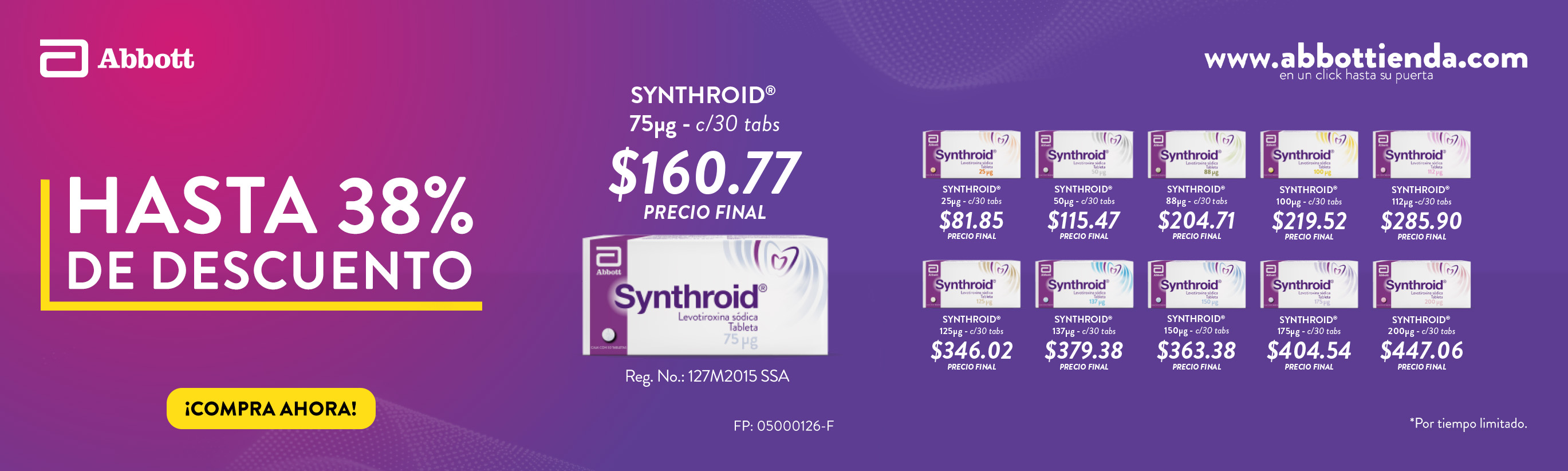 Hasta 38% de descuento en SYNTHROID